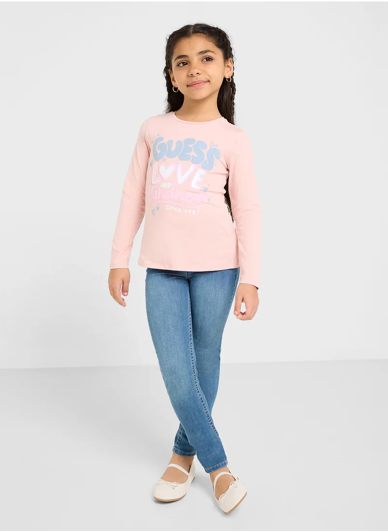 GUESS Kids Logo Detail Long Sleeve T-Shirt
