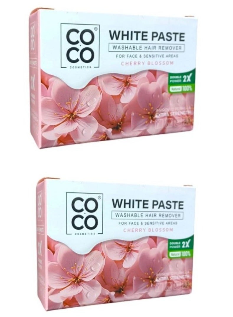 كوكو قطعتين عجينه بيضاء بنكهة زهرة الكرز لازاله الشعر الجسم والوجه كوكو  2*100 جرام