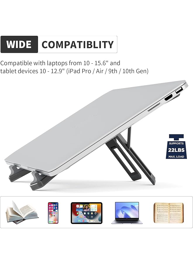 erorex Adjustable Laptop Stand Aluminum Laptop Cooler With 7 Height Settings Portable Laptop Stand With Carry Pouch Supports Up To 44Lbs 20Kg Ideal For Laptop And Ipad Black  - Image 5