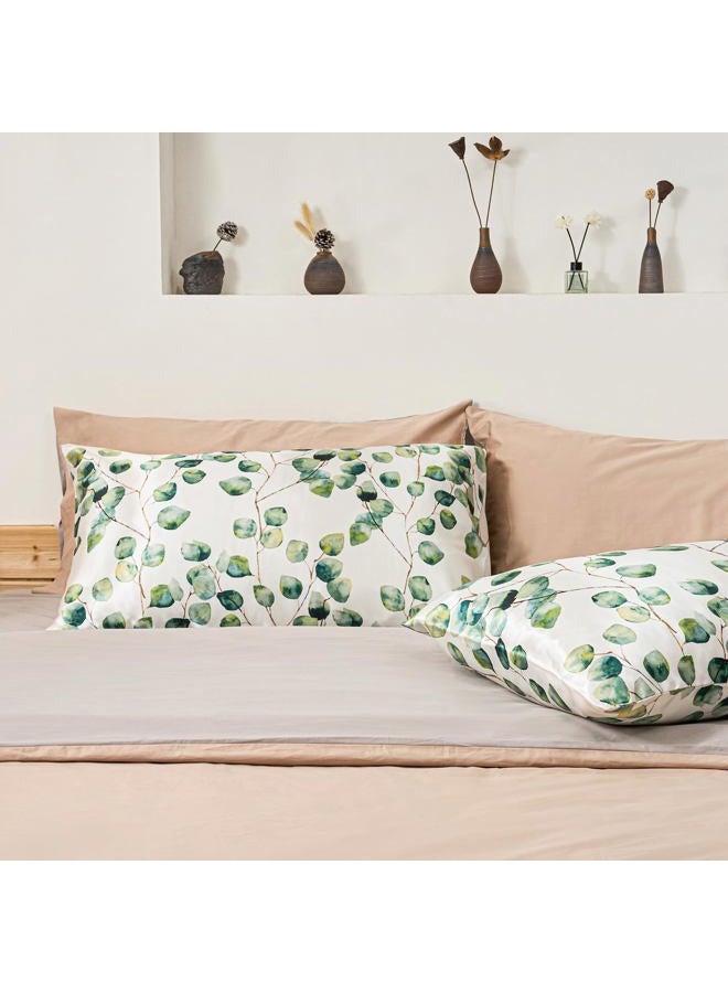 EXQ Home Silky Satin Pillowcase for Hair and Skin,Printed Pillow Cases Standard Size Set of 2 Satin Pillow Case 2 Pack with Envelope Closure(Ink Leaf, 20x26) - Image 2
