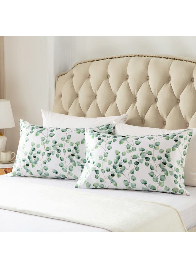 EXQ Home Silky Satin Pillowcase for Hair and Skin,Printed Pillow Cases Standard Size Set of 2 Satin Pillow Case 2 Pack with Envelope Closure(Ink Leaf, 20x26) - Image 3