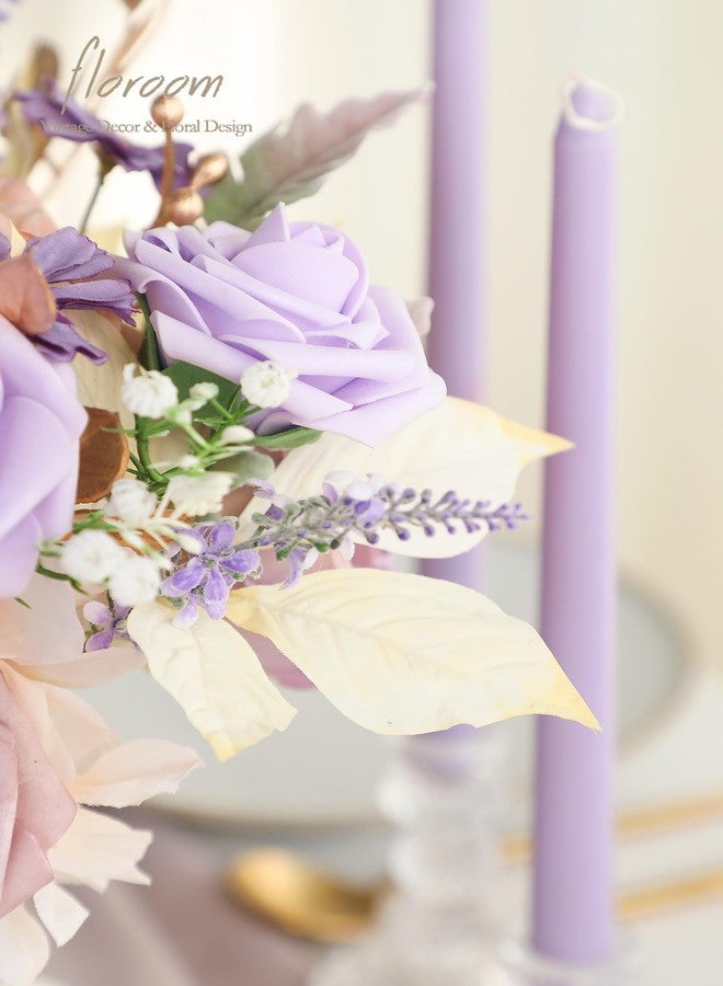 Floroom Artificial Greenery Stems Box Set, 45pcs with 9 Kinds of Faux Greenery Flowers Picks for DIY Bridal Bouquets Wedding Floral Arrangement Table Centerpieces, Lavender & Gold - Image 3