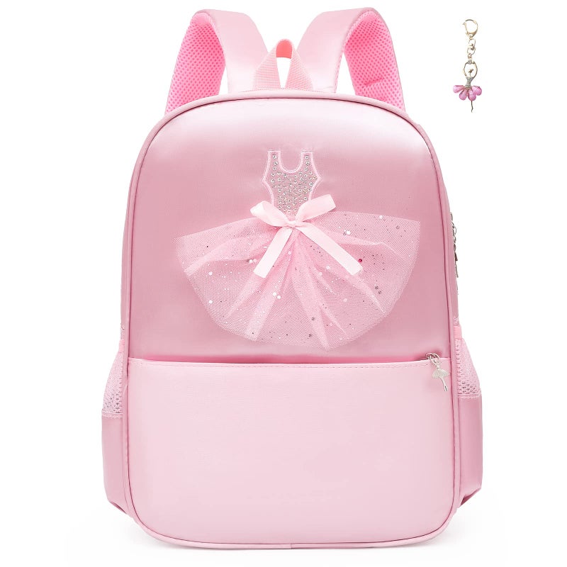 Dorlubel Cute Ballet Dance Backpack Tutu Dress Dance Bag with Key Chain Girls (Pink8 of Dress) - Image 3