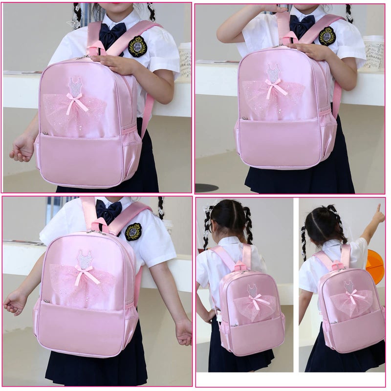 Dorlubel Cute Ballet Dance Backpack Tutu Dress Dance Bag with Key Chain Girls (Pink8 of Dress) - Image 2