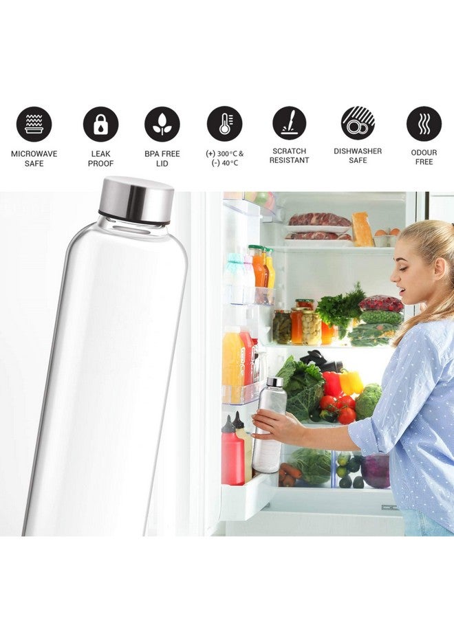 TREO تريو من ميلتون مجموعة زجاجات مياه بوروسيليكات سعة 1000 مل لكل منها، شفافة | آمنة للاستخدام في الميكروويف | مانعة للتسرب | خالية من BPA | مقاومة للخدوش | آمنة للغسالة | خالية من الروائح - Image 5