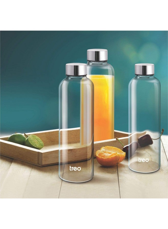 TREO تريو من ميلتون مجموعة زجاجات مياه بوروسيليكات سعة 1000 مل لكل منها، شفافة | آمنة للاستخدام في الميكروويف | مانعة للتسرب | خالية من BPA | مقاومة للخدوش | آمنة للغسالة | خالية من الروائح - Image 2