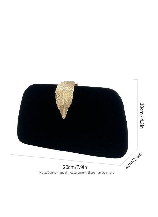 WAOKN - Women's Leaf-embellished Clutch Bag, Ladies Solid Dress Banquet Bag Tote Bag Handbag, Stylish Chain Shoulder Bag Carrying Bag Sling Bag Side Bag for Parties, Dinners, and Weddings - Image 1