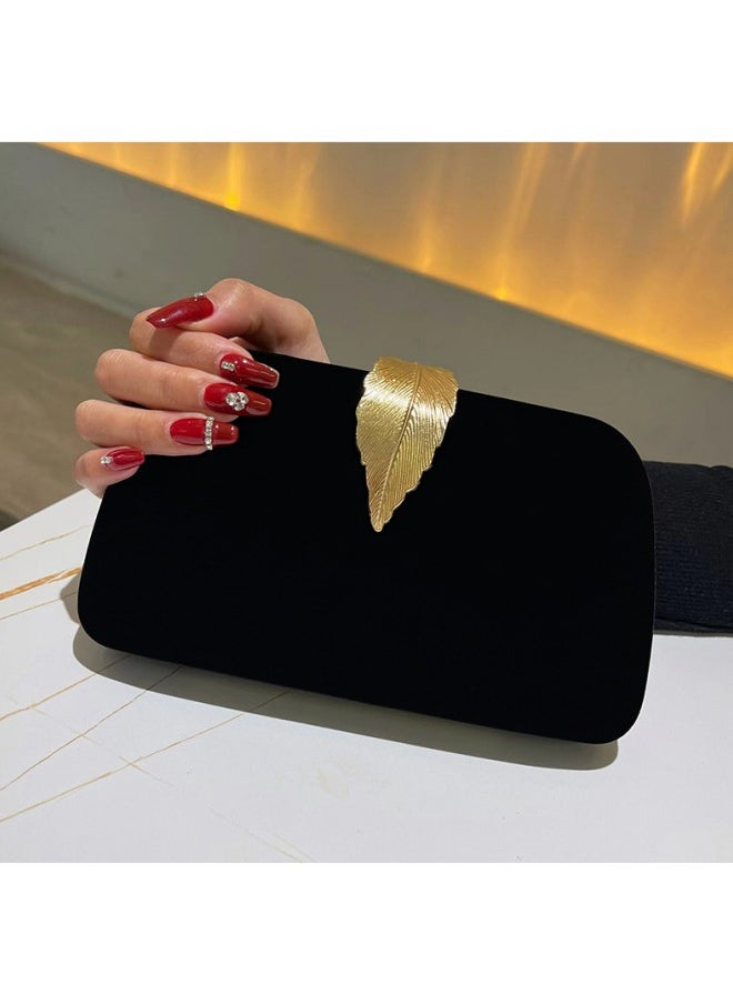 WAOKN - Women's Leaf-embellished Clutch Bag, Ladies Solid Dress Banquet Bag Tote Bag Handbag, Stylish Chain Shoulder Bag Carrying Bag Sling Bag Side Bag for Parties, Dinners, and Weddings - Image 1