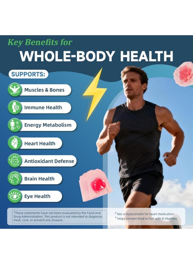 Totaria 5-in-1 Men's Multivitamin Gummies , Energy, Heart, Brain, Immunity & Muscle Support , Methylated B12, Folate, CoQ10, Omega-3 DHA, Probiotics , Sugar-Free , 60 Count - Image 5