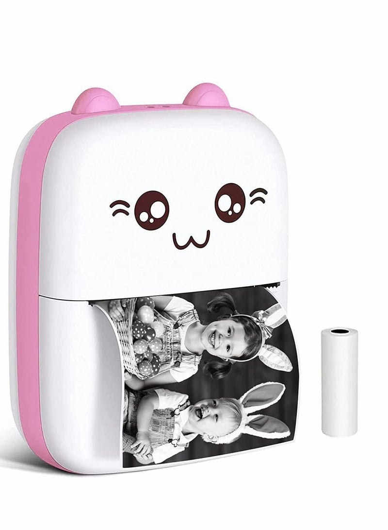 Y&D Portable Printer, Mini Pocket Printer Wireless Bluetooth Thermal with Printing Paper USB Cable for Note Photo Web Document Label Receipt Study Home Office, Pink - Image 1