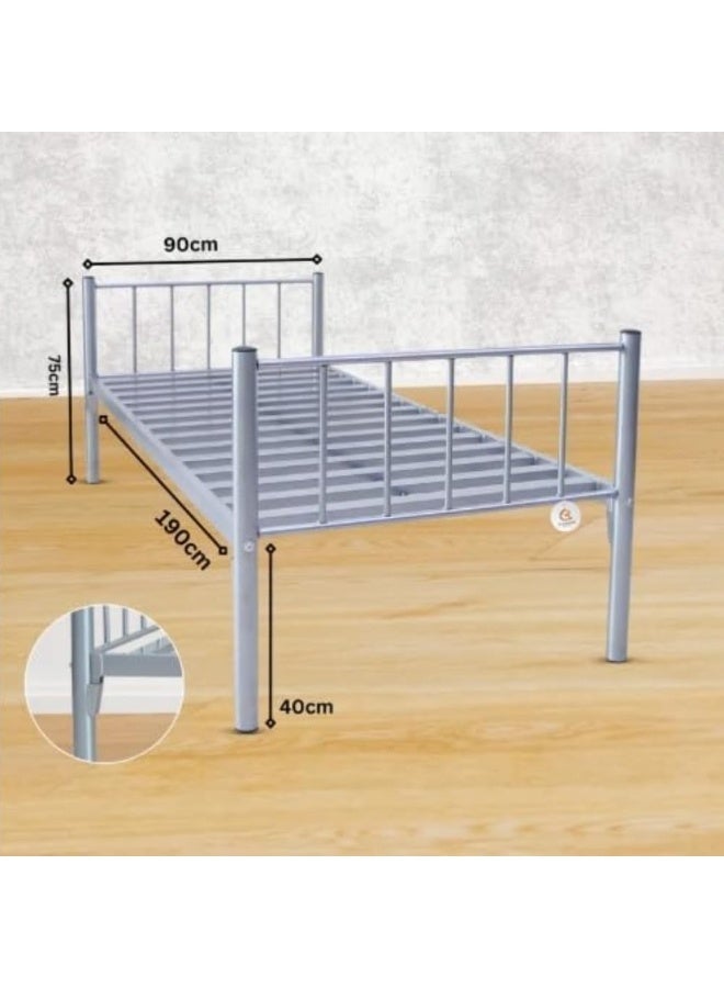 اي بي اكس هوم سرير مفرد بإطار معدني متين لغرفة النوم وغرفة المعيشة، سهل النقل، إطار سرير معدني، مقاس 90 × 190 سم - متين وأنيق (161-SR، بدون مرتبة) - Image 2