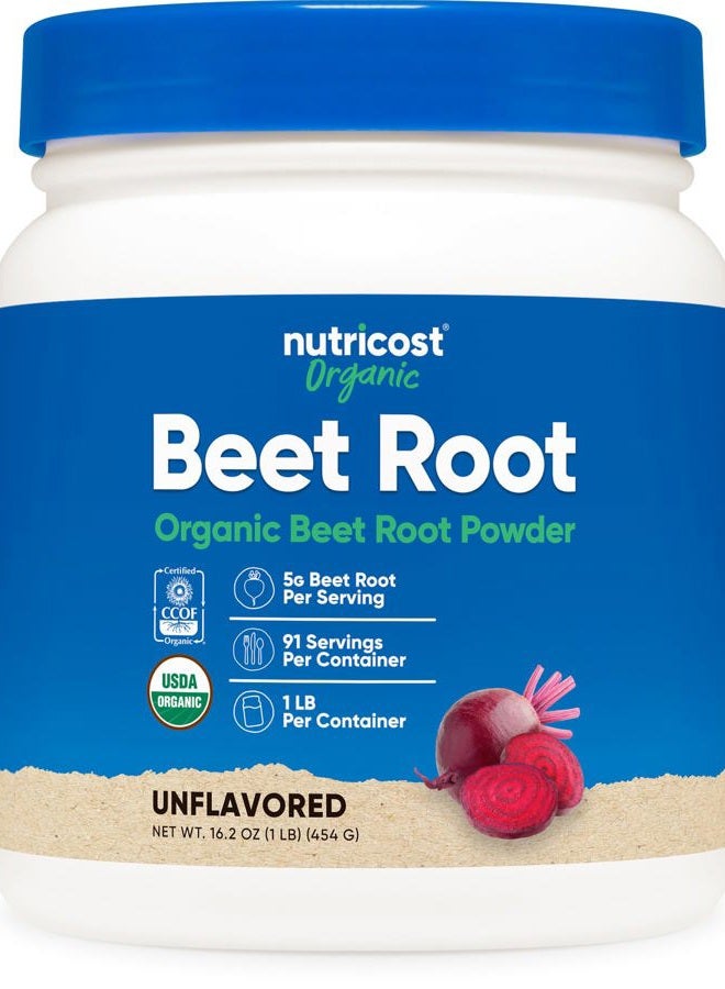 Nutricost Organic Beet Root Powder 1 LB - Vegan, Superfood, Certified USDA Organic - Image 1
