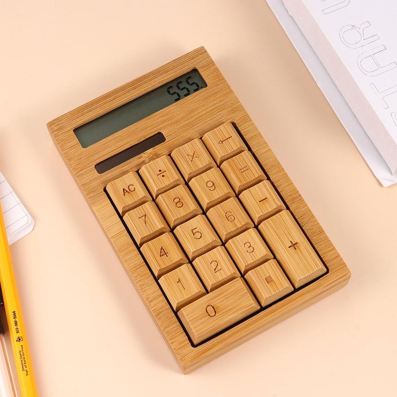 SHERCHPRY Portable 18-Key Solar Calculator Electronic Office Calculator with Right Angle Design Compact Solar-Powered for Business School and Home Use - Image 1