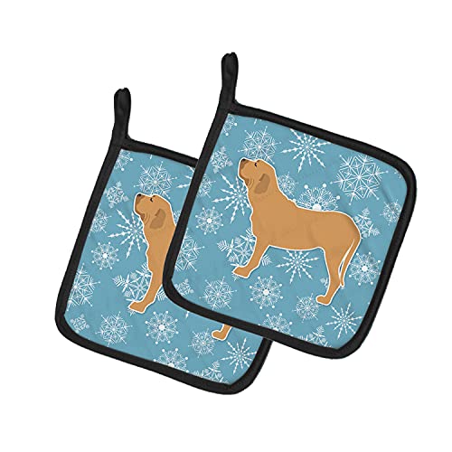 Caroline's Treasures BB3579PTHD Winter Snowflake Fila Brasileiro Pair of Pot Holders Kitchen Heat Resistant Pot Holders Sets Oven Hot Pads for Cooking Baking BBQ, 7 1/2 x 7 1/2 - Image 5