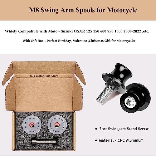 FREAXLL 2pcs M8*1.5 Motorcycle Swing Arm Sliders Spools 8mm for S-uzuki GSXR 600 750 1992-2024 GSX-R 1000 2001-2024 GSXS 600 750 1000 GSX-8R GSX-8S 2023 -Black - Image 5