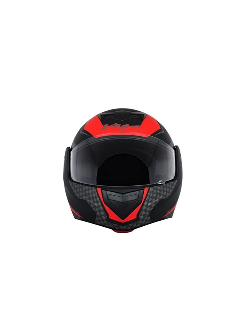 AXOR Vega Crux DX Checks Motorcycle Flip-up Helmet Dull Black/Red (Large)  - Image 5
