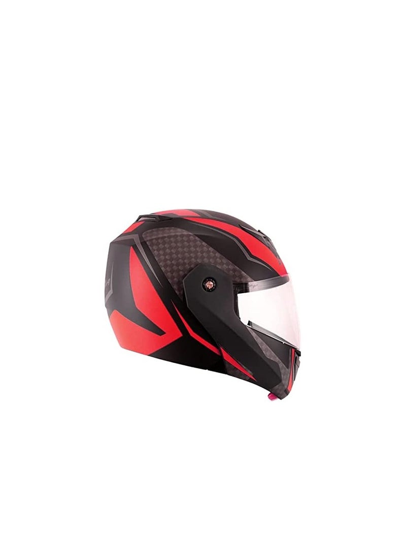AXOR Vega Crux DX Checks Motorcycle Flip-up Helmet Dull Black/Red (Large)  - Image 4