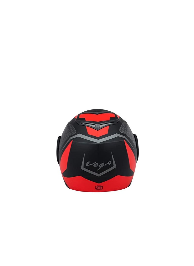 AXOR Vega Crux DX Checks Motorcycle Flip-up Helmet Dull Black/Red (Large)  - Image 3