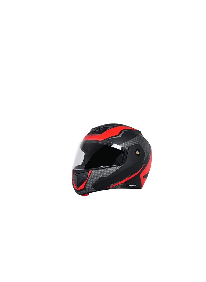 AXOR Vega Crux DX Checks Motorcycle Flip-up Helmet Dull Black/Red (Large)  - Image 2