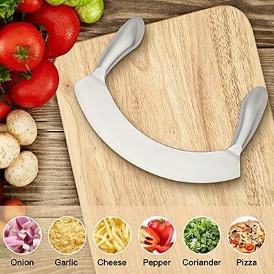 Shrux Stainless Steel Double Handle Pizza Cutter KnifeProfessional Chef Pizza SlicerSharpe Curved Edge Design Kitchen CuttingMincing KnifeMultiPurpose Kitchen use Big KnifePizza Piller Cutter - Image 5