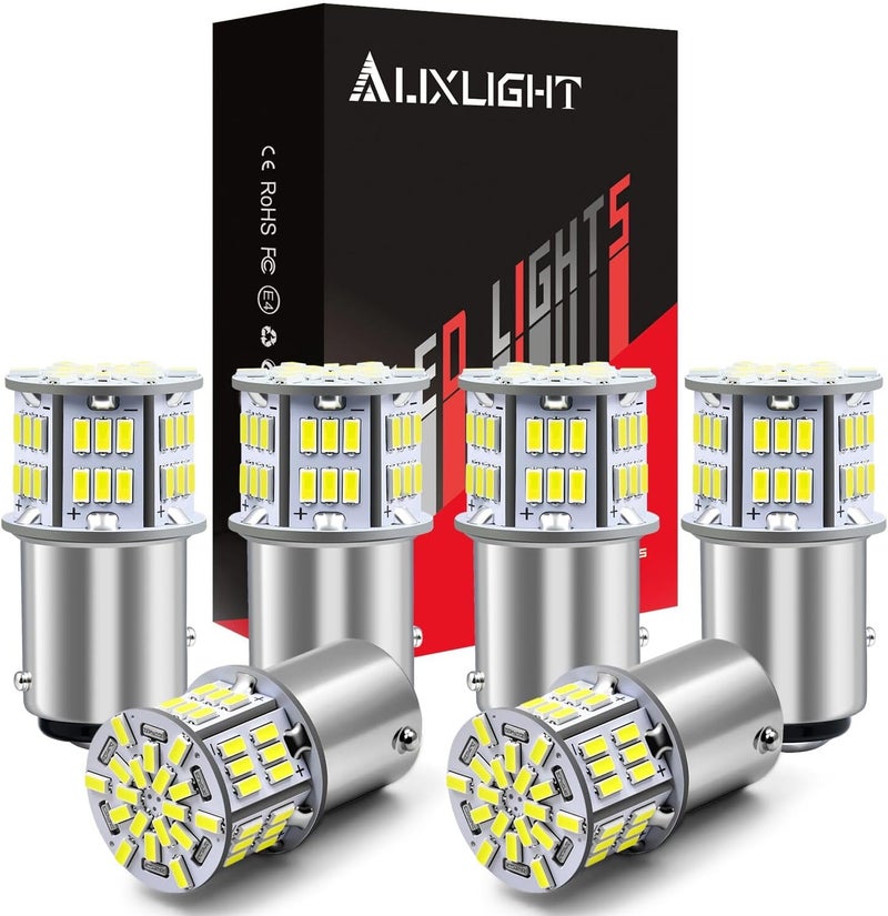 AUXLIGHT 1157 LED Bulbs 54-SMD 300% Super Bright 2057 2357 7528 1016 1034 LED Light Replacement for Car Truck Backup Reverse Brake Tail Turn Signal Lights, Xenon White(Pack of 6) - Image 1