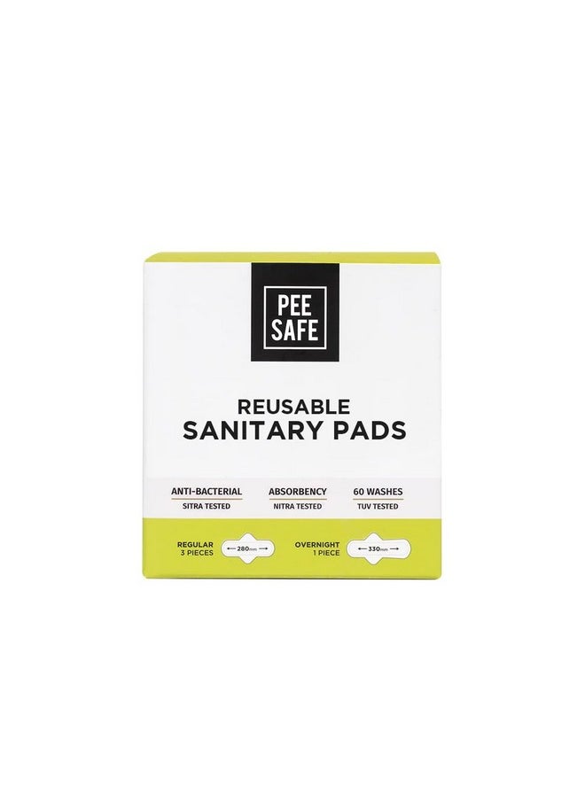 PEESAFE Pee Safe Reusable Sanitary Pads For Women | Anti-Bacterial | Superb Absorbency | Lasts Up To 60 Washes | 6 Regular+2 Overnight Pad | Skin Friendly | Comfortable & Easy TO Use | Pack of 8  - Image 2