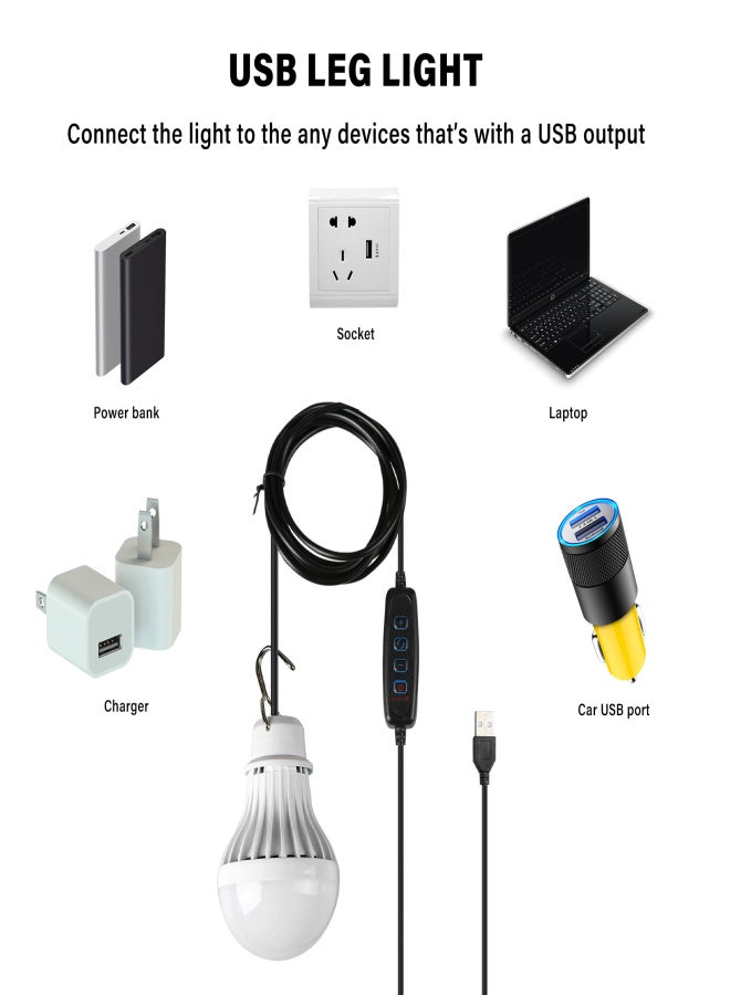 Outdoors USB LED Lamp Warm/White/Warm White Light Adjustable Brightness Hook for Camping Hiking Emergency Portable Light - Image 4