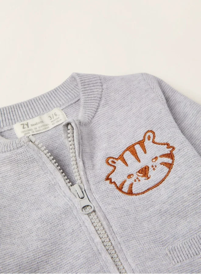 زيبي Zippy Tiger Cotton Cardigan For Newborn