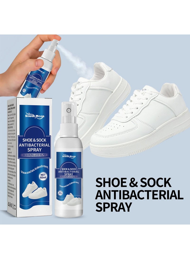 SOUTH MOON Shoe & Sock Antibacterial Spray, Shoe Odor Eliminator, Foot Deodorant Spray for Bad Smell of Boots Heels Tennis Shoe Cleats Sneakers Ballet Shoe Sports Shoes for Unisex 60ml  - Image 1