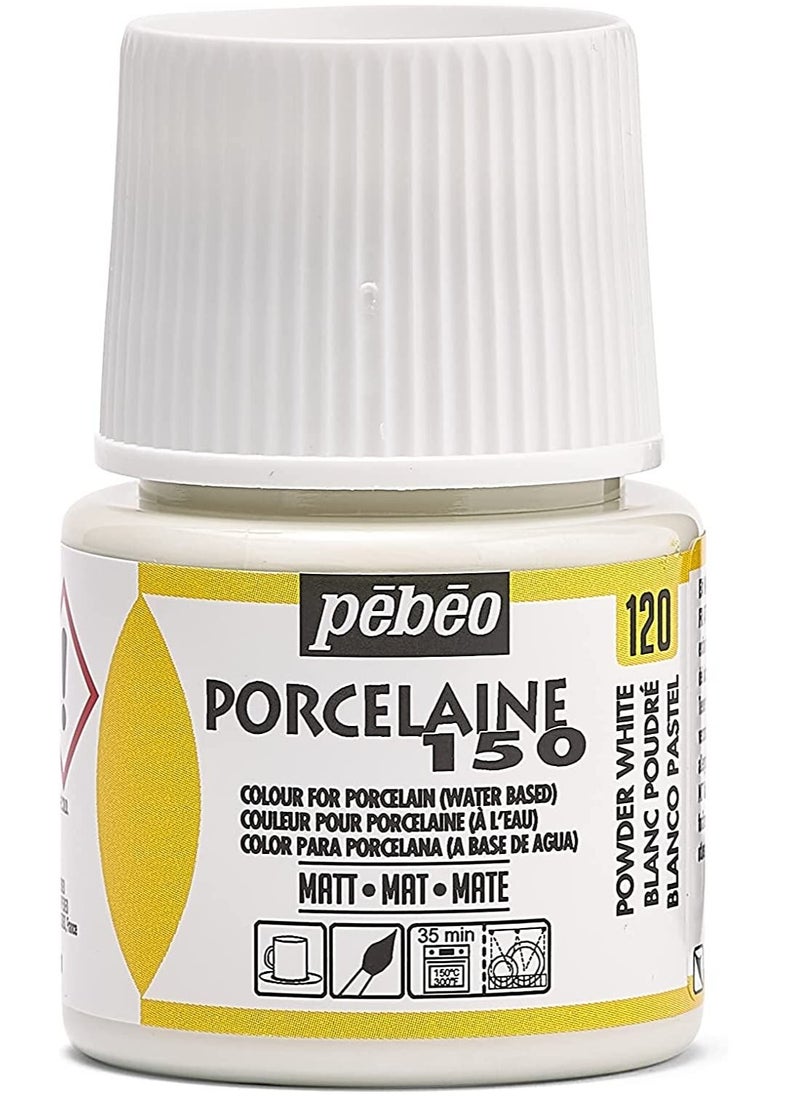 Pebeo - Pebeo Matte Porcelaine 150 Ceramic Paint 45-Milliliter Bottle, Powder White - Image 1