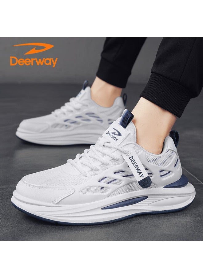 ديروي Deerway أحذية رجالية، أحذية الآباء الصيفية للرجال، أحذية رياضية شبكية للرجال، أحذية جري عادية تسمح بالتهوية، أبيض وأزرق، المقاس 41 - Image 5