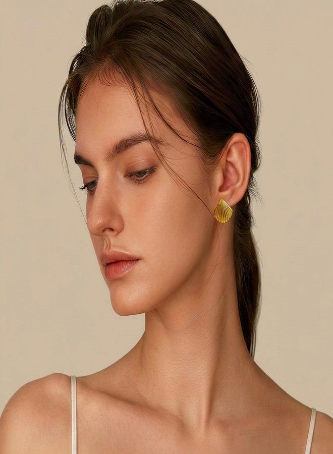 Shall Shell 16 Pairs Chunky Gold Hoop Earrings Set for Women, Lightweight Ocean Theme Gold Hoop Earrings, Hypoallergenic Multipack Stack for Women Trendy Jewelry Gift - Image 3