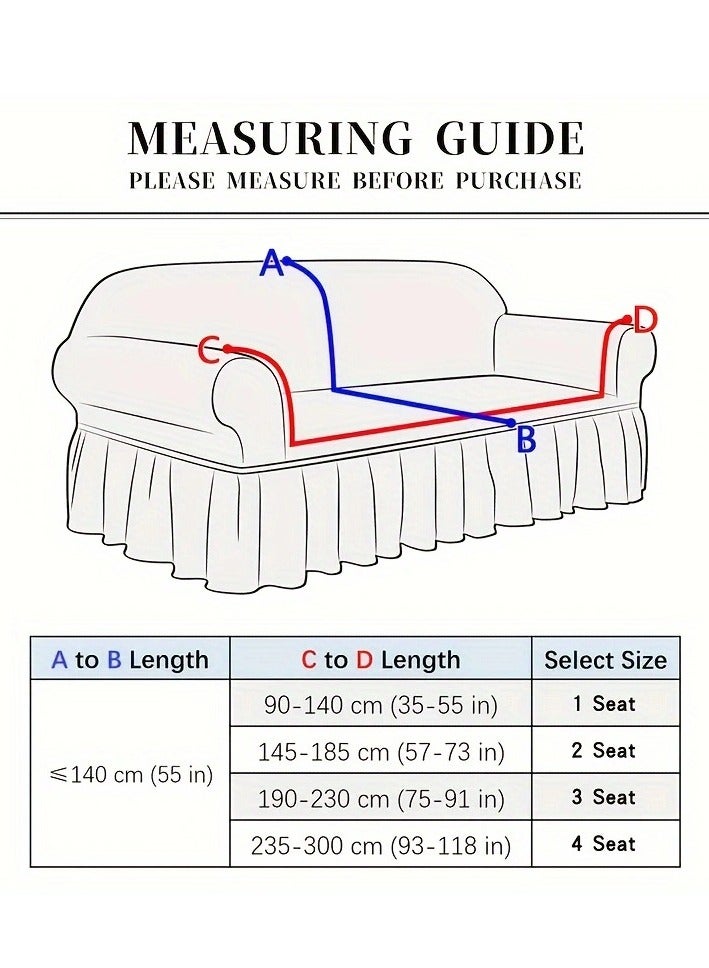 Arabest One Seat sofa cover leaf pattern  super elastic waterproof and wrinkle resistant full wrap Couch Slipcover with skirt exquisite and delicate non-slip flexible jacquard Sofa Slipcover Cream 90-140CM - Image 2