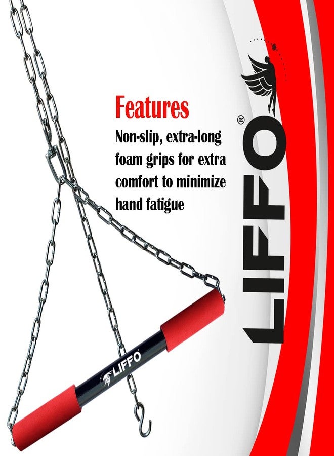 Liffo® Pull Up Bar Hanging Rod For Height Increase Heavy Duty For Kids,Adult With Weight Lifting Gloves (5FT) Red - Image 3