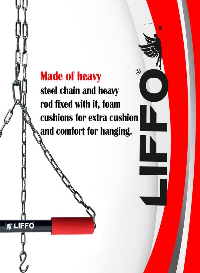 Liffo® Pull Up Bar Hanging Rod For Height Increase Heavy Duty For Kids,Adult With Weight Lifting Gloves (5FT) Red - Image 4