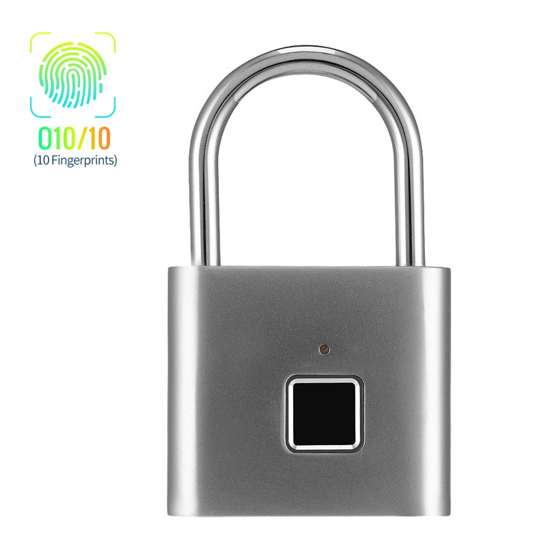 Smart Cabinet Anti-Theft Fingerprint Padlock Silver 10 x 1.60 x 5.60cm - Image 1