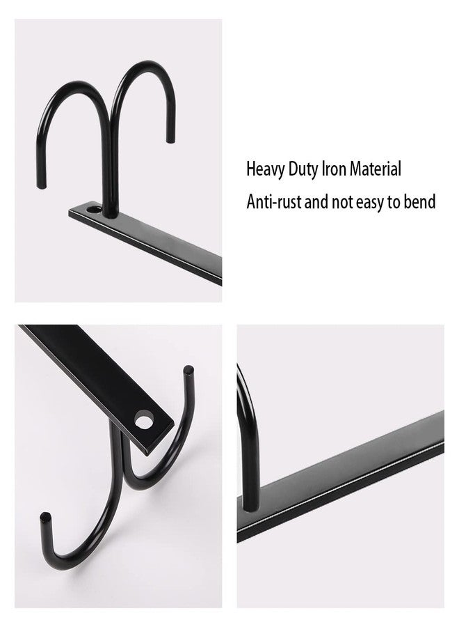 Fvstar 2pcs Mug Holder Under Cabinet, Coffee Mug Hooks, 8pcs Kitchen Cup Drying Organizer Hanger, Cup Hanger Racks for Coffee Bar, Kitchen, Shelf, Black - Image 3