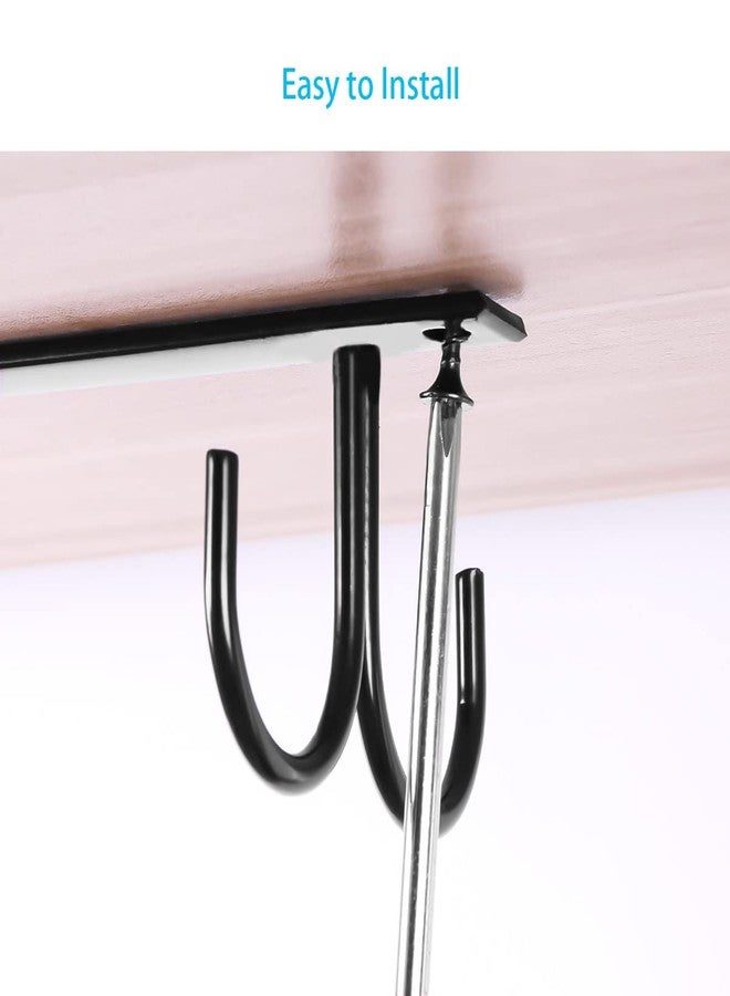 Fvstar 2pcs Mug Holder Under Cabinet, Coffee Mug Hooks, 8pcs Kitchen Cup Drying Organizer Hanger, Cup Hanger Racks for Coffee Bar, Kitchen, Shelf, Black - Image 5