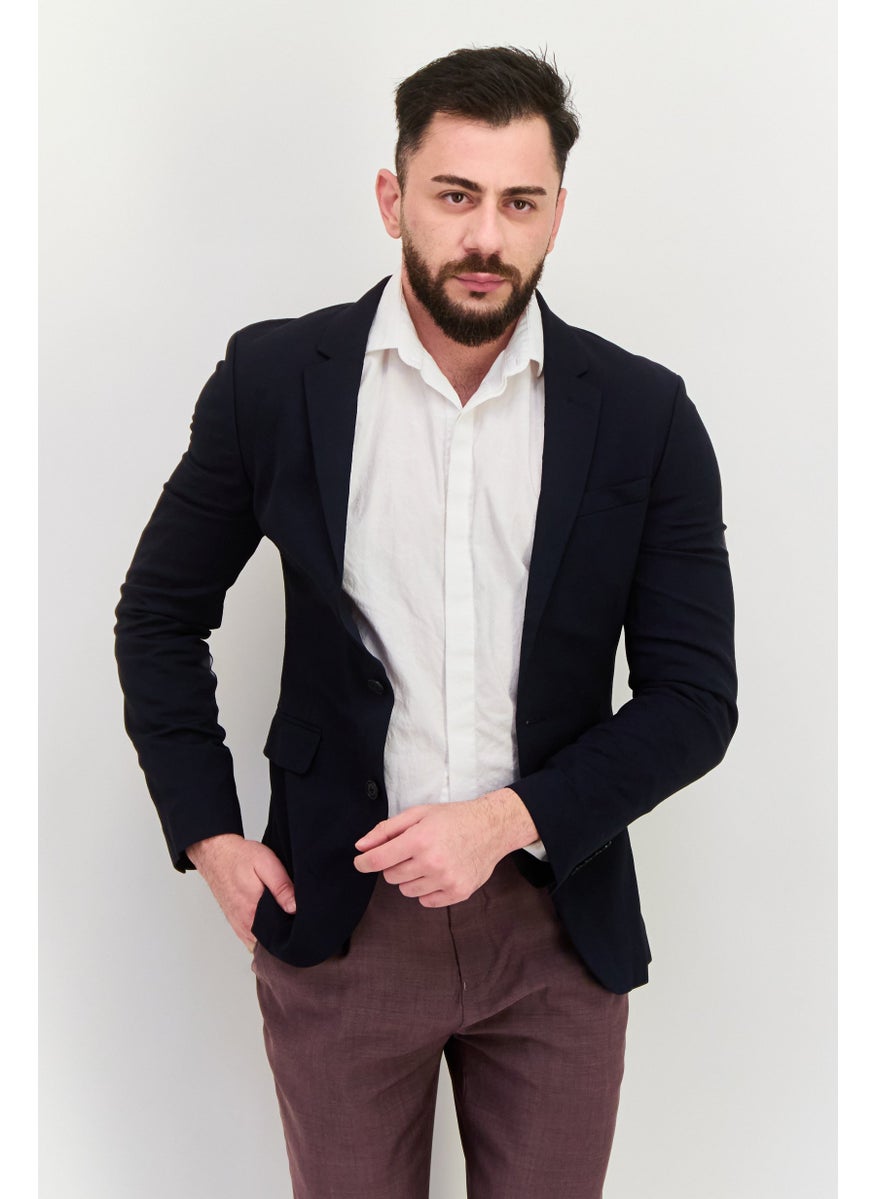 Asos Design - Men Regular Fit Plain Suit Jacket, Navy - Image 1