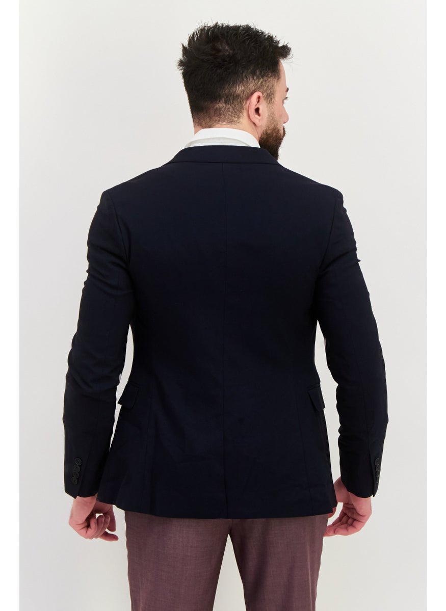 Asos Design - Men Regular Fit Plain Suit Jacket, Navy - Image 1