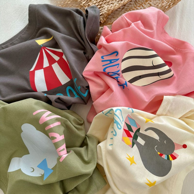 Boys and Girls Short-sleeved T-shirt Cartoon Printed Cute Korean Style Baby Half-sleeved Top 2023 Summer New Children's T-shirt - Image 2