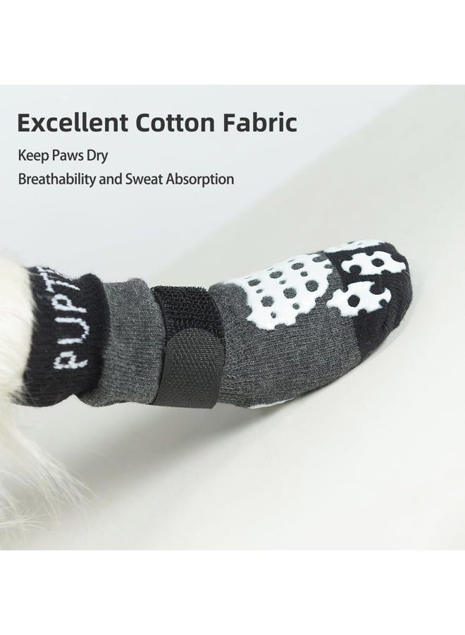 PUPTECK Anti-Slip Dog Socks with Double Sides Grips for Small Medium Large Dogs Hardwood Floors Prevents Licking, Dog Shoes for Hot Pavement Traction Control Paw Protector for Senior Dogs, Grey S - Image 5