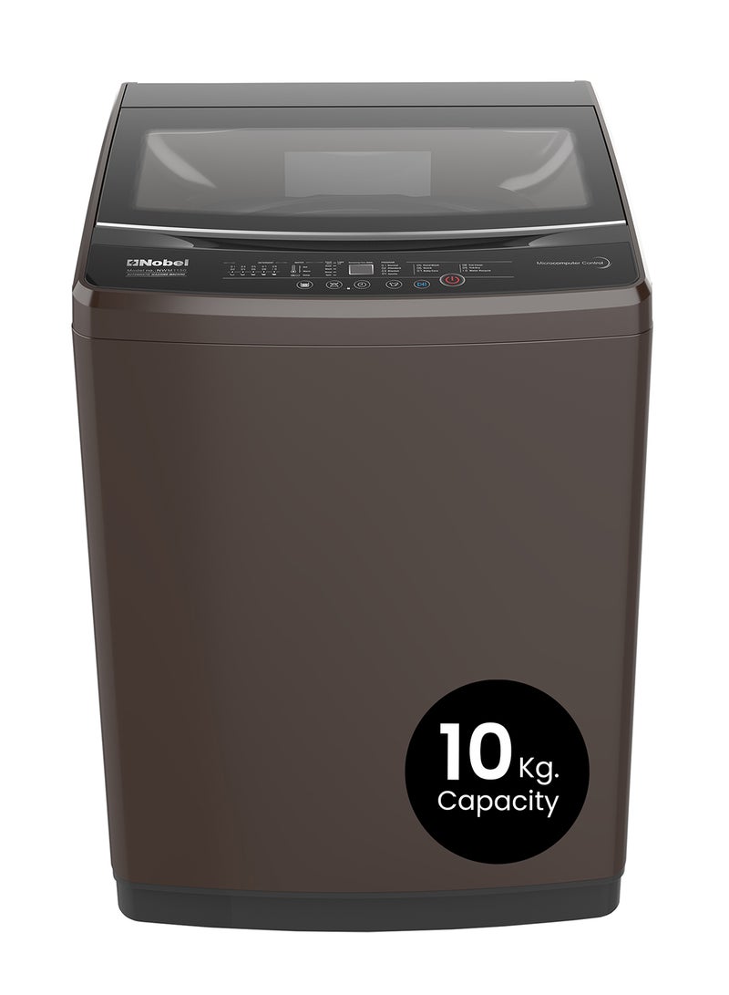Nobel 10kg Top Load Washing Machine With Electronic Control, LED Display, 6 Programs, 45-Min Normal Wash, 78L Tub, Copper Motor, Stainless Steel Drum, Dual Water Inlet 10 kg NWM1150 Grey - Image 1