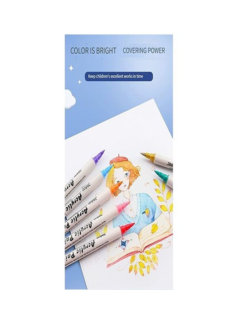 JiMiao Acrylic Pens Set 12 Colors Double Tip Acrylic Paint Brush Pens Soft/Extra Fine Art Painting Signs For Christmas Rock Painting,Wood,Metal,Plastic - Image 5