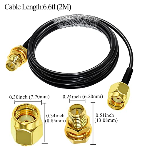 TUOLNK RPSMA Cable RG58 6.6 feet(2M) Reverse Polarity SMA Female to Male Extension Cable RP-SMA Cable 50ohm for RF Radio WiFi Antenna GPS Low Loss Antenna Coax Cable - Image 5