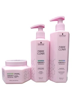 Schwarzkopf Fibre Clinix Vibrancy Technology Shampoo 300 ml and Conditioner 250 and Masque 250 ml for Coloured Hair 