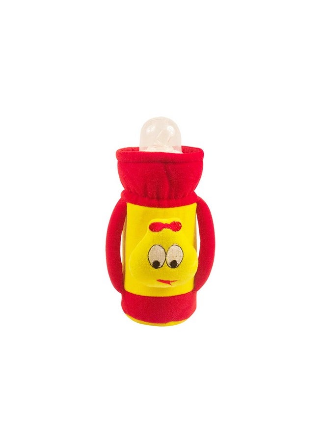 Ole Baby Cute Face Soft Attractive Plush Velvet Milk Feeding Bottle Cover With Handle Twin It Can Hold Upto 240 Ml Feeding Bottle Dimension 16X10X6.5 Cm  - Image 1