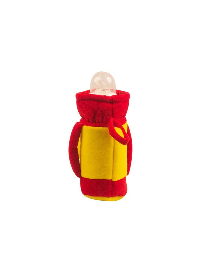 Ole Baby Cute Face Soft Attractive Plush Velvet Milk Feeding Bottle Cover With Handle Twin It Can Hold Upto 240 Ml Feeding Bottle Dimension 16X10X6.5 Cm  - Image 2