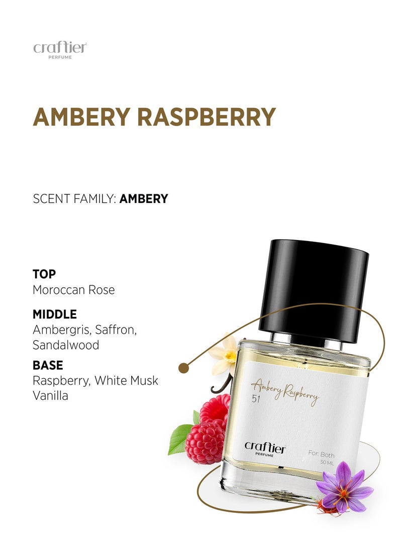 Craftier Perfume AMBERY RASPBERRY - Inspired of-SO AMBER, Eau De Parfum for Men & Women - 50ml, Long Lasting Ambery Fragrance Upto 36 Hrs, Travel Size Unisex Perfume - Image 3