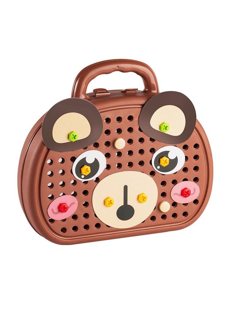 Y&D Tool Kit Box for Kids Children Screw and Drill Puzzle Toy set Creative DIY Building Puzzle Toy with Drill & Screw Driver Tool for Toddlers Boys Girls 203PCS (Bromn)  - Image 1